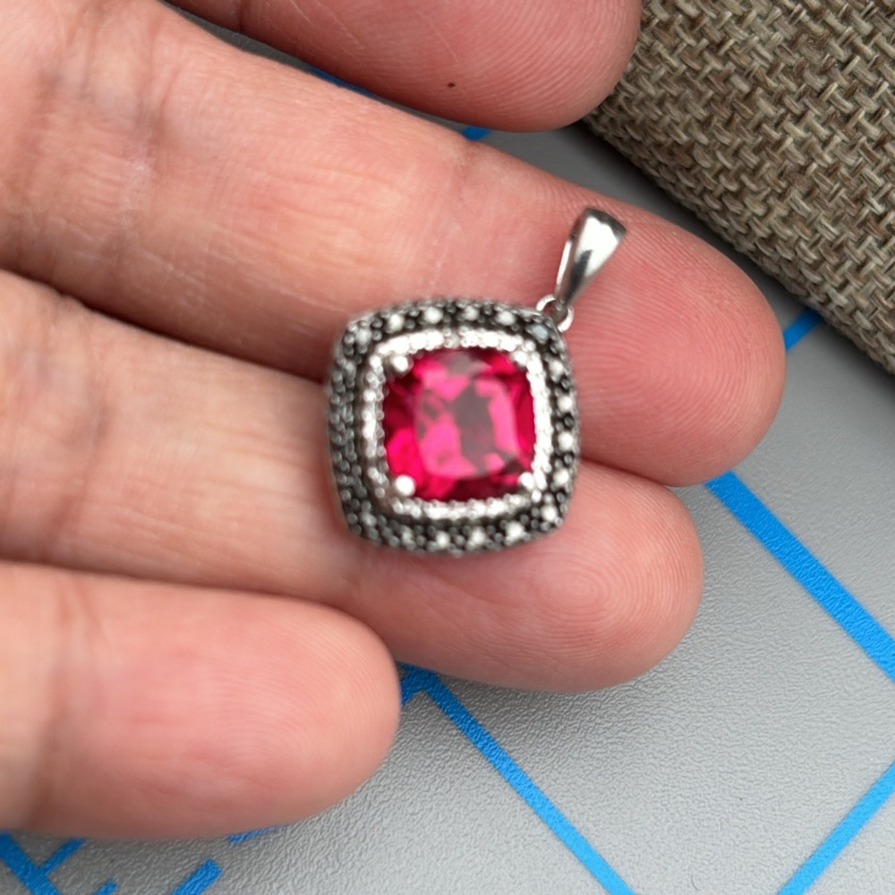 Stayer Sterling Silver Created Ruby Pendant - image 1